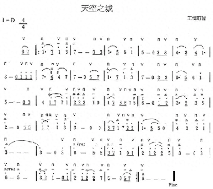 尤克里里天空之城谱子简单版_天空之城 尤克里里谱_尤克里里《天空之城》谱