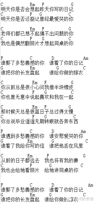 同桌的你吉他谱c调_同桌的你吉他谱_同桌吉他谱c调