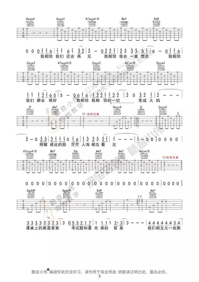 吉他再见谱子_再见吉他谱_吉他简谱再见