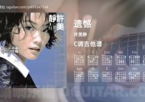 遗憾吉它谱,许美静歌曲,C调高清图,3张六线简谱