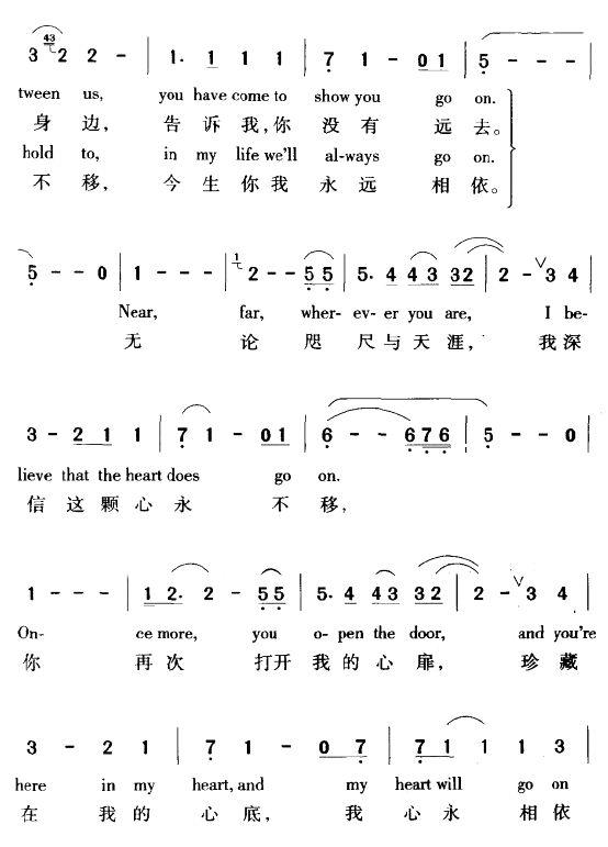 我心永恒简谱,我心永恒歌谱