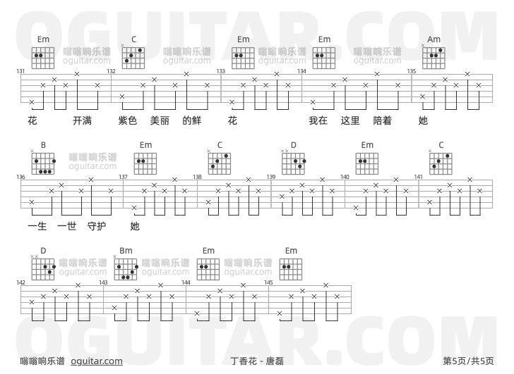 丁香花 唐磊 吉他谱第5页