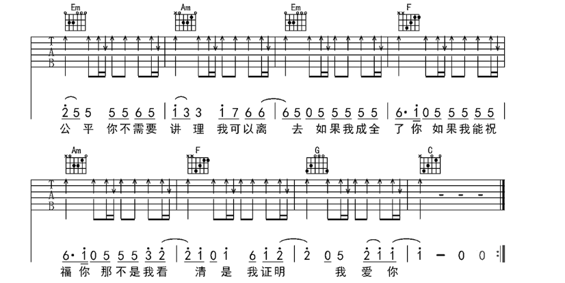 《如果这就是爱情吉他谱》_张靓颖_C调_吉他图片谱4张 图4