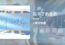 忘不了的是你吉它谱,刘大壮歌曲,C调高清图,5张六线简谱