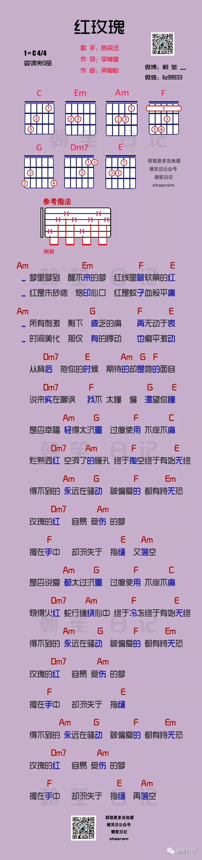 《红玫瑰》吉他谱 — 陈奕迅