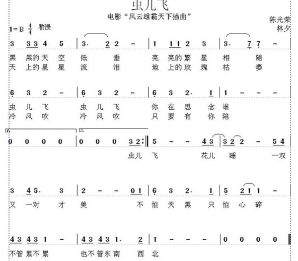 虫儿飞1234567弹奏 （第一小节下面）底下有一个像