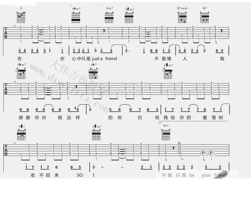 《普通朋友吉他谱》_陶喆_F调_吉他图片谱5张 图4