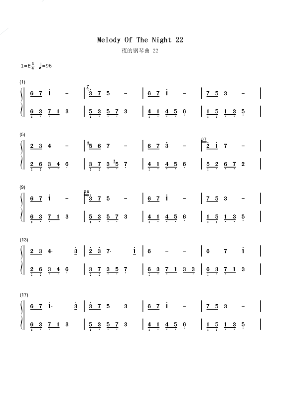 夜的钢琴曲5简谱_夜的钢琴曲5简谱c(3)