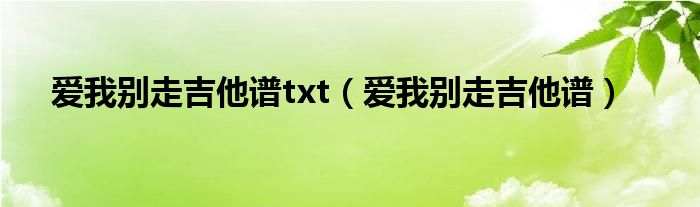 爱我别走吉他谱_别吉他谱原版_别走远吉他谱