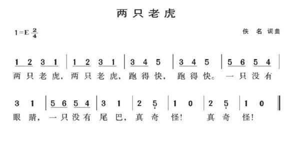 两只老虎简谱怎么弹