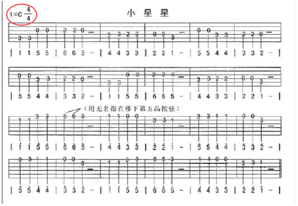 吉他星星谱小星星图片_吉他谱入门简谱歌谱小星星_小星星吉他谱