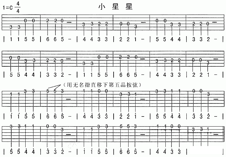 吉他乐曲小星星_小星星吉他曲_吉他曲小星星的演奏