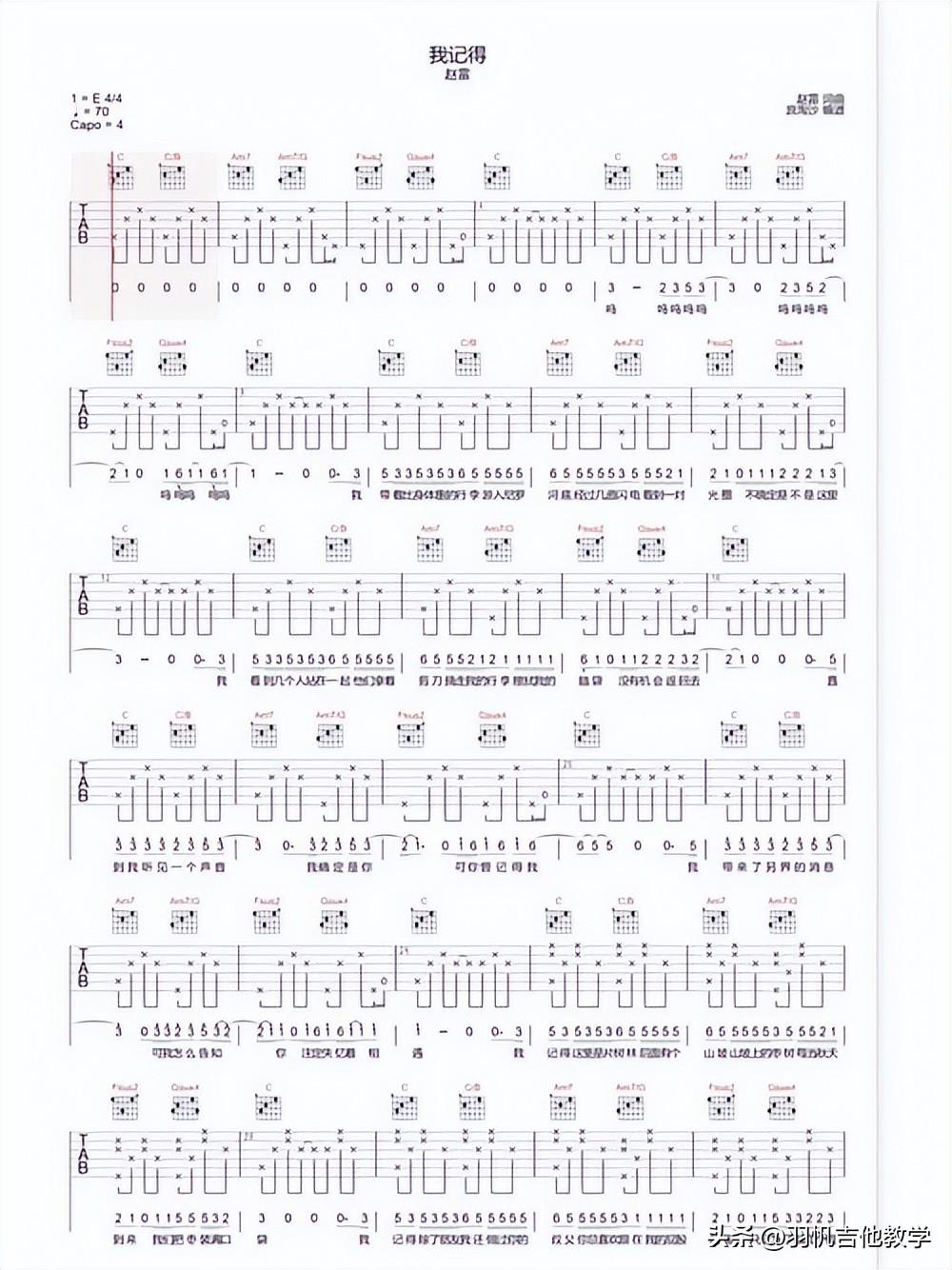 我记得吉他谱_记得吉他谱原版g调_吉他谱记得回来