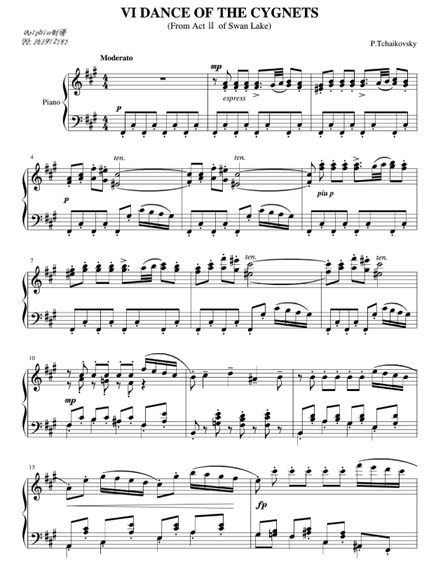 四小天鹅钢琴谱完整版,四小天鹅钢琴谱分享