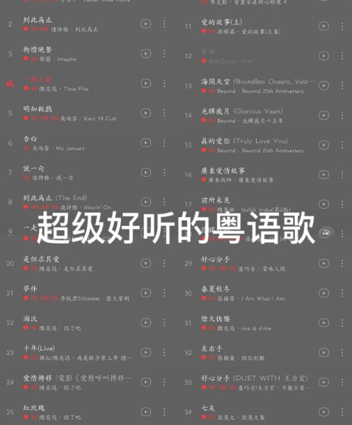 粤语歌曲经典老歌排行,十大最好听的粤语歌