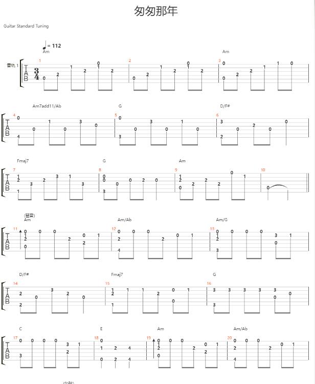 匆匆那年吉他谱原版