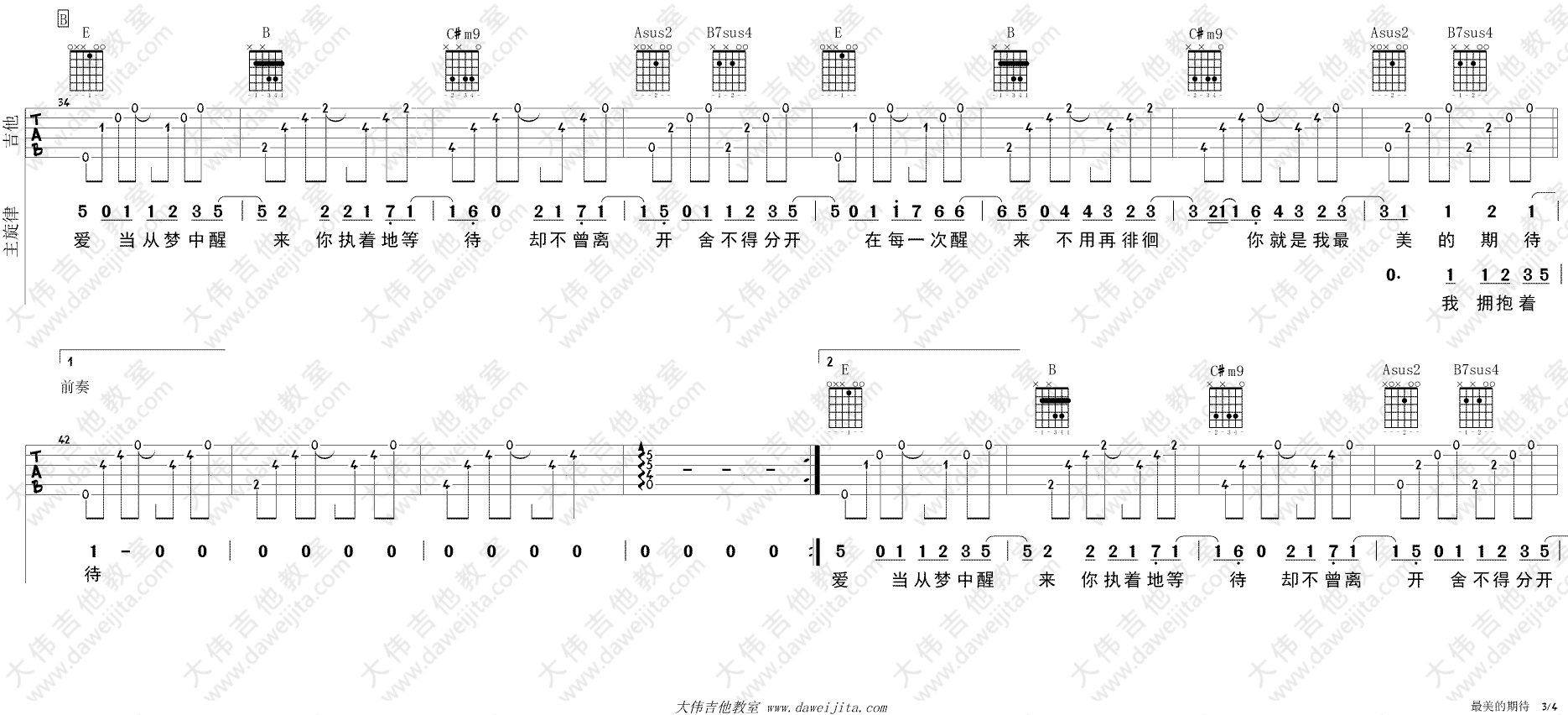 最美的期待吉他谱-3