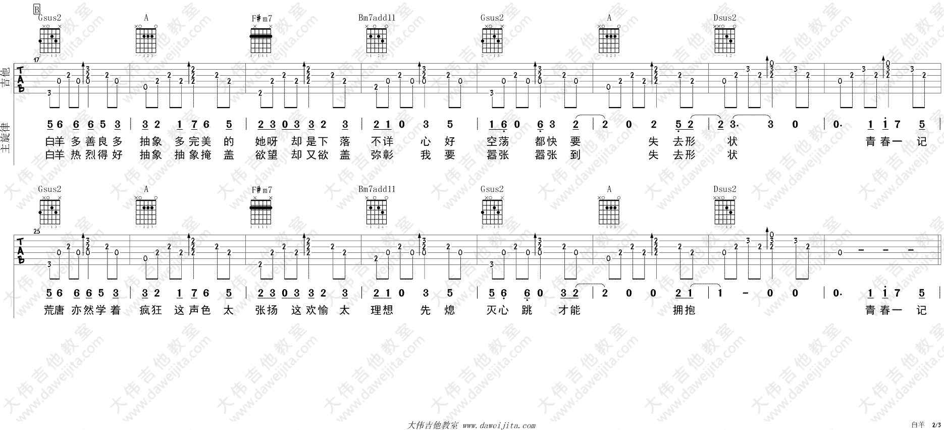 白羊吉他谱-2