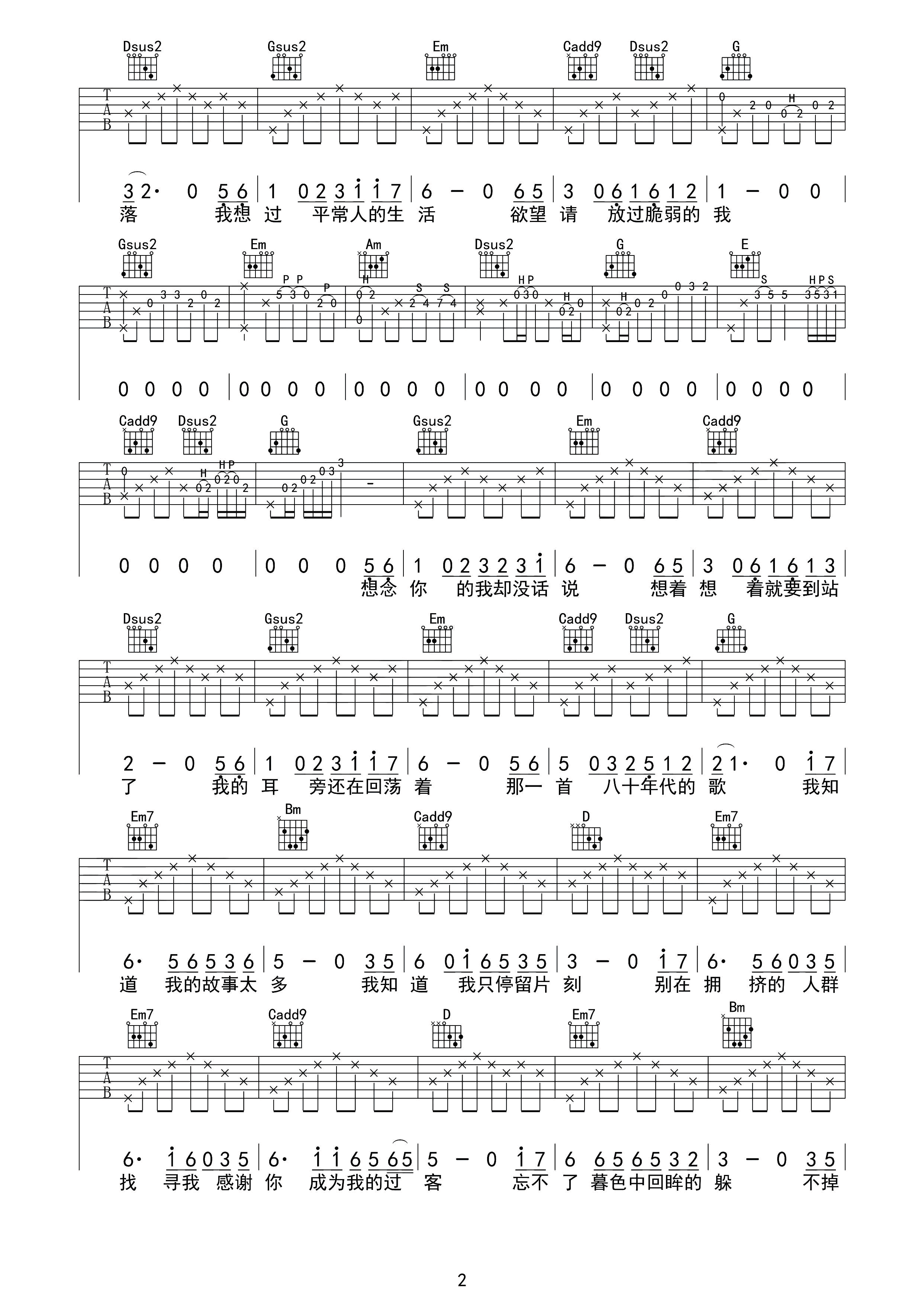 八十年代的歌吉他谱-2