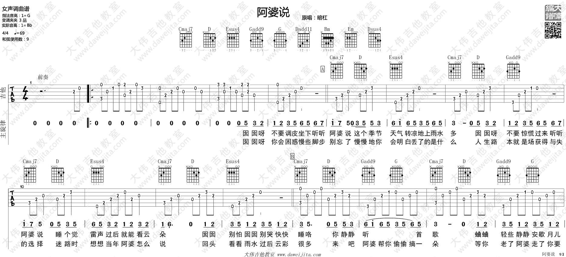 阿婆说吉他谱-1