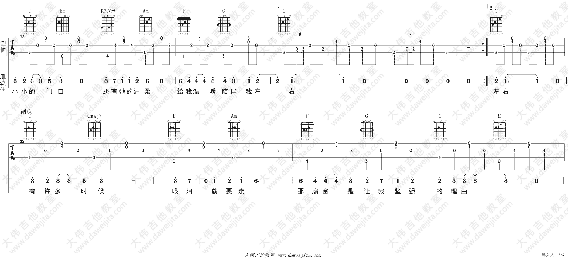 异乡人吉他谱-3