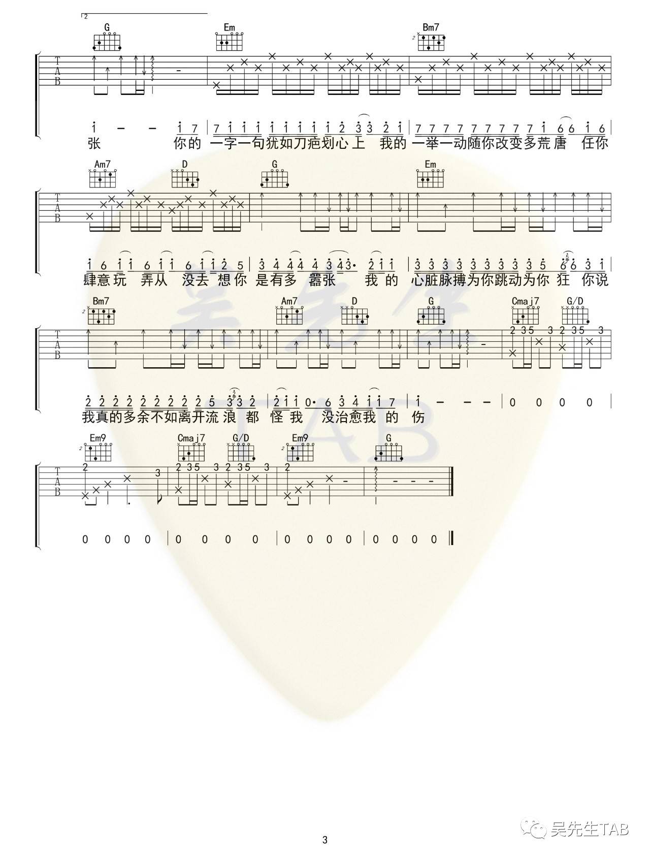 嚣张吉他谱-3