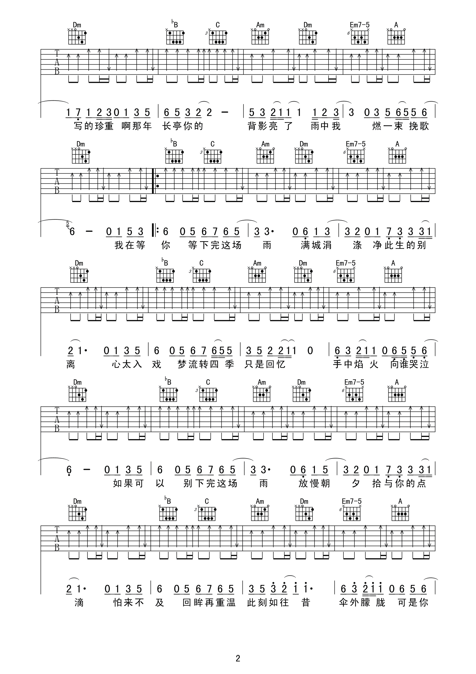 下完这场雨吉他谱-2
