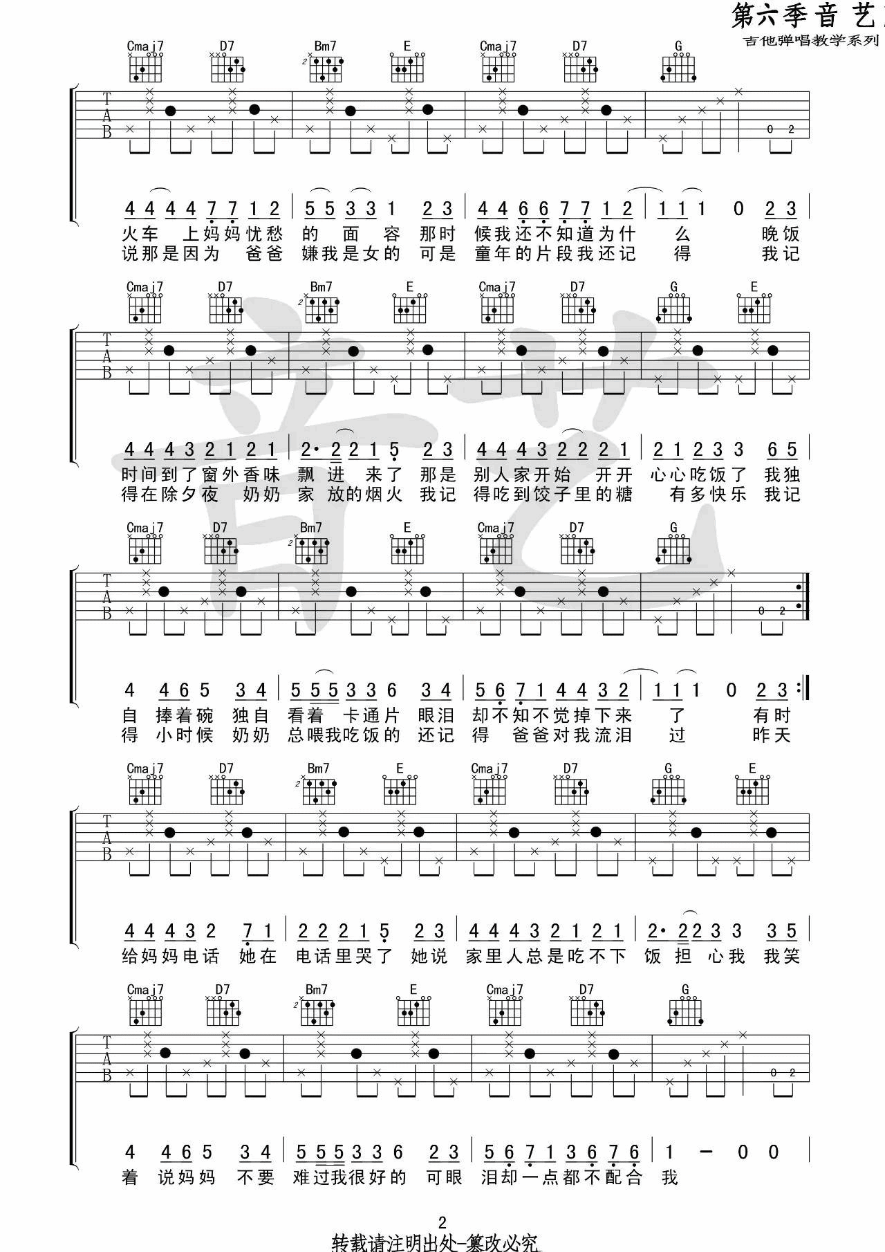 一个人看小丸子吉他谱-2