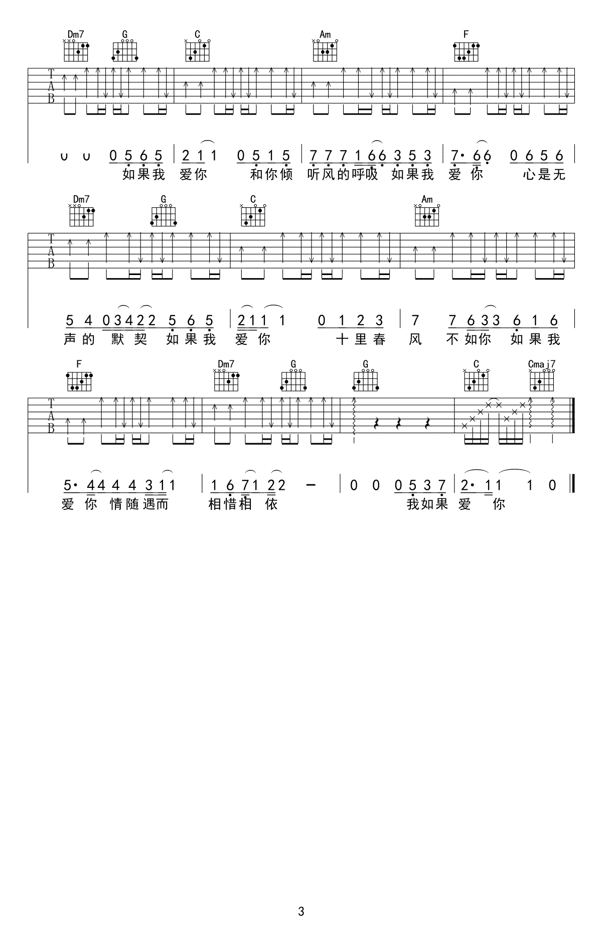 如果我爱你吉他谱-3