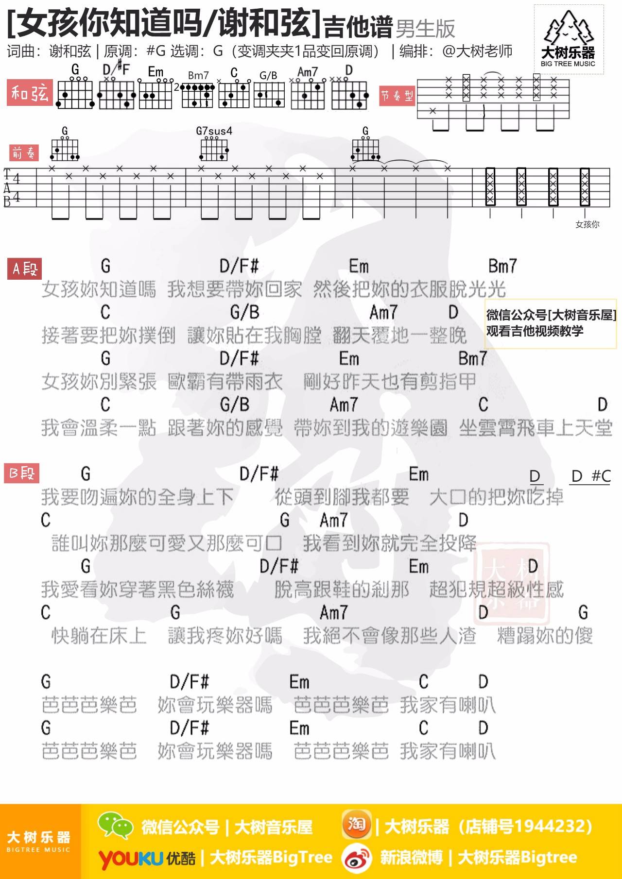 女孩你知道吗吉他谱-1