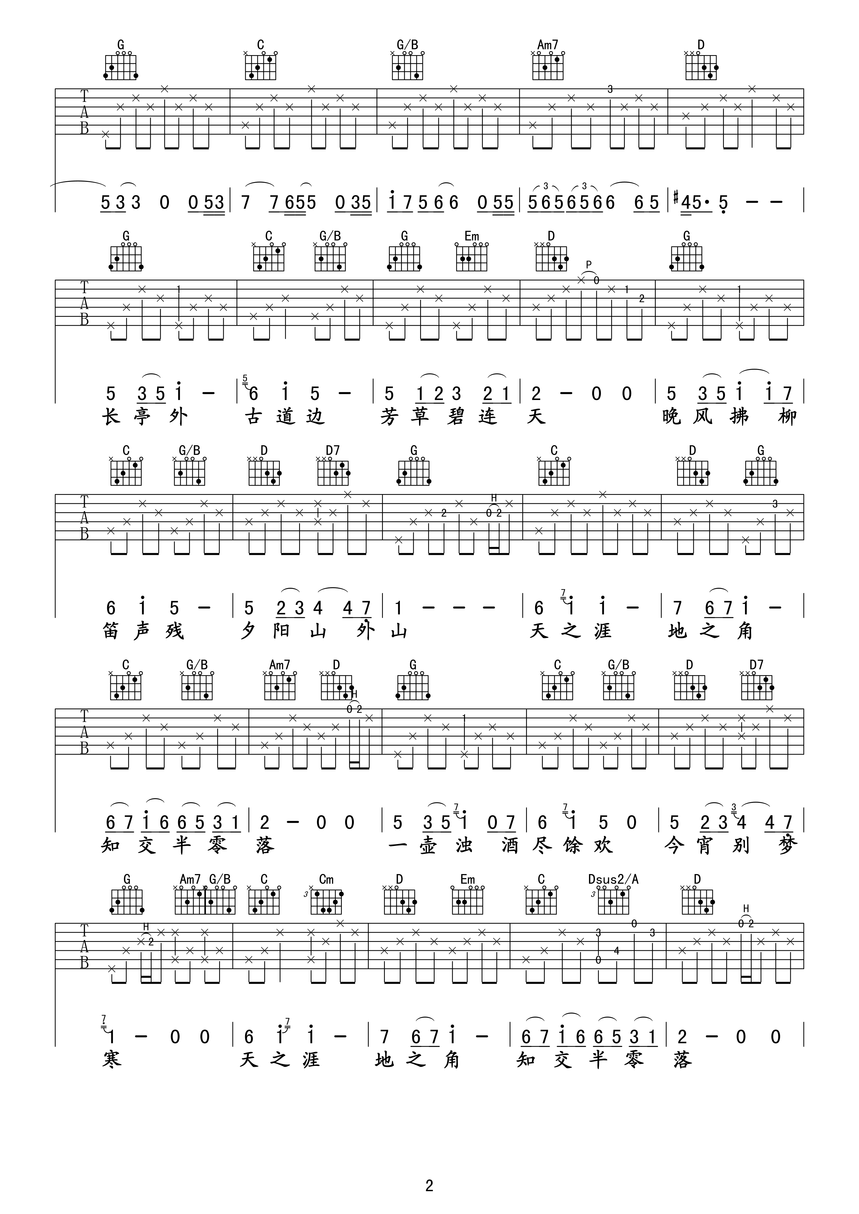 送别吉他谱-2
