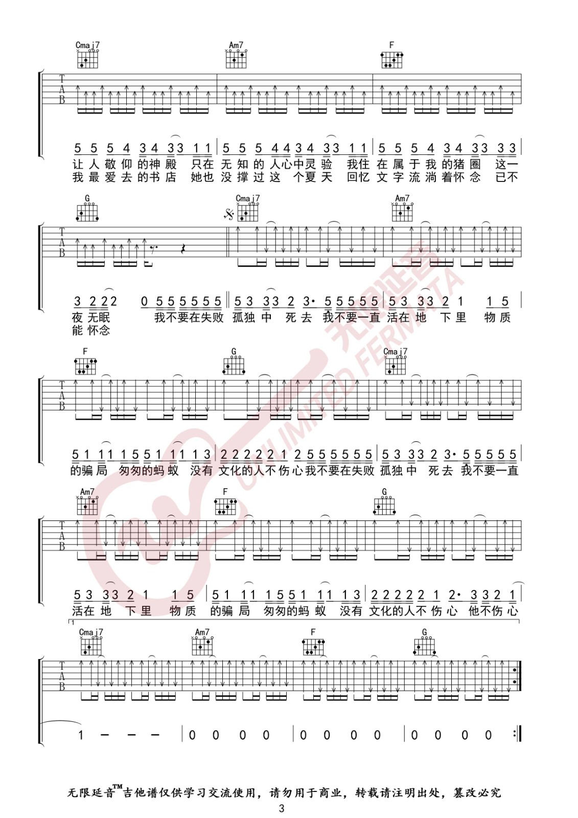 没有理想的人不伤心吉他谱-3