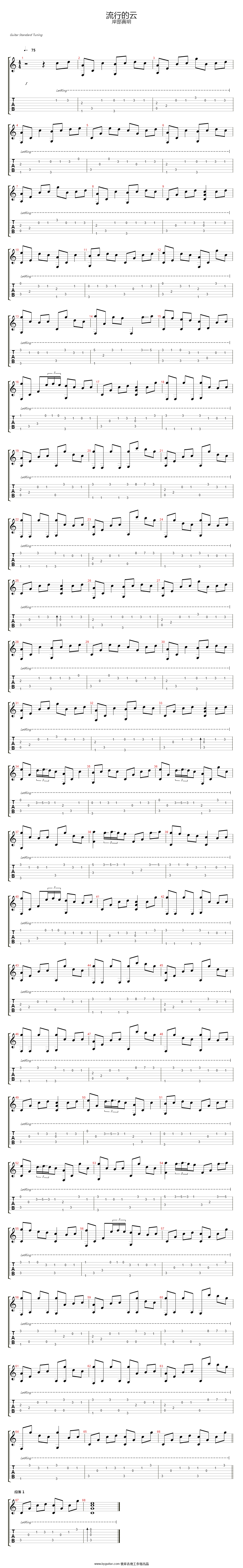流行的云吉他谱-1