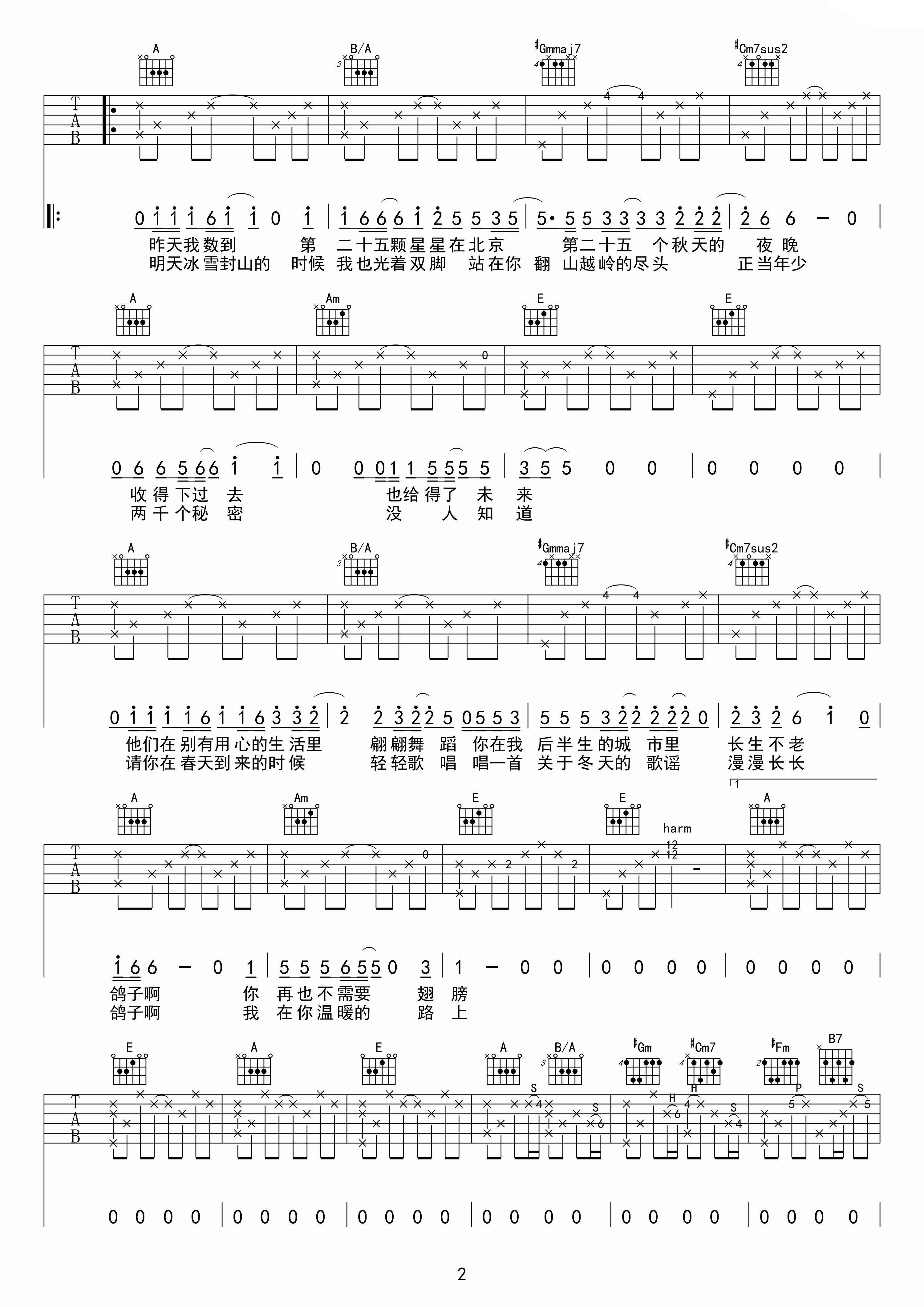 鸽子吉他谱-2