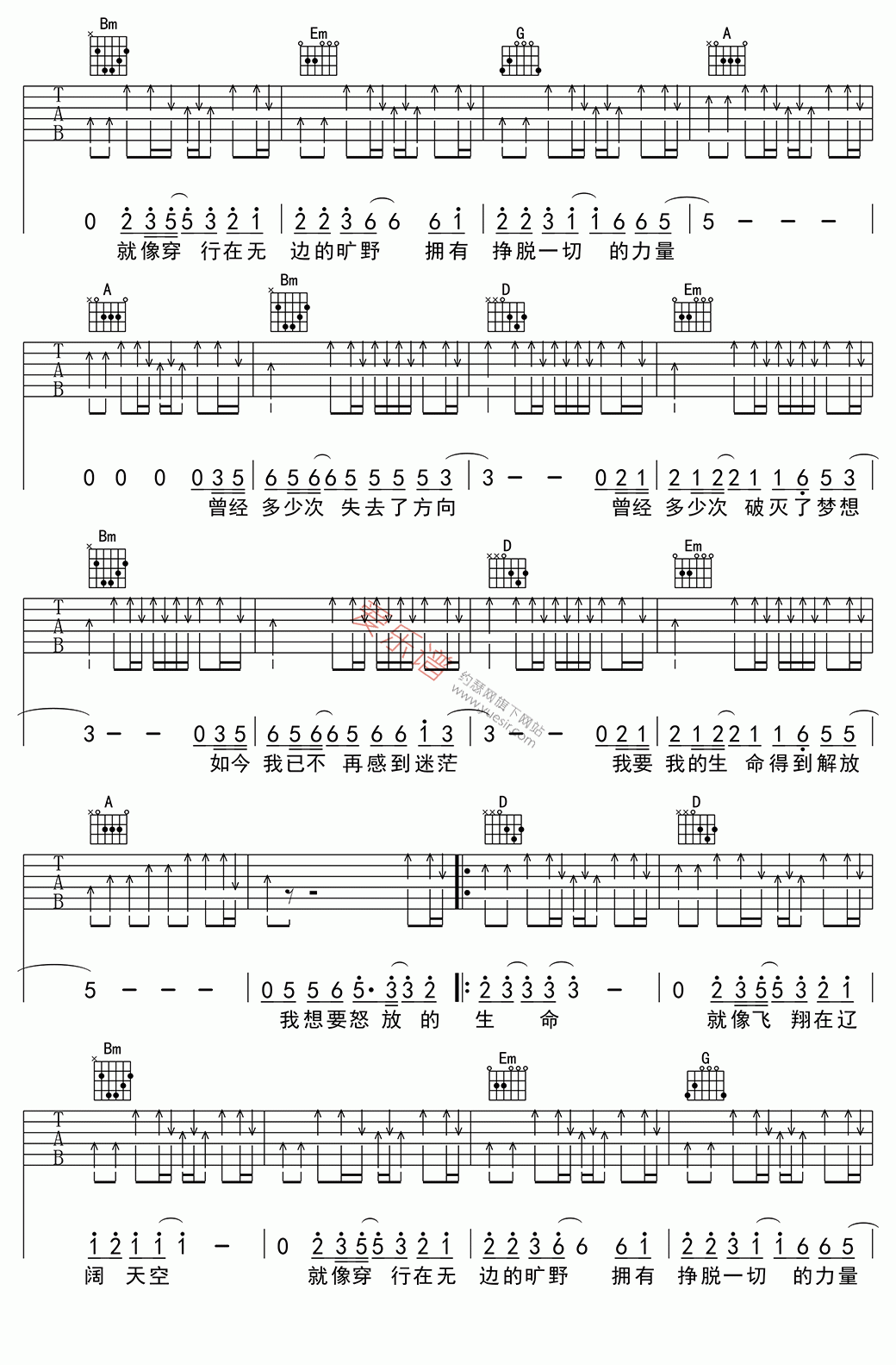 怒放的生命吉他谱-2