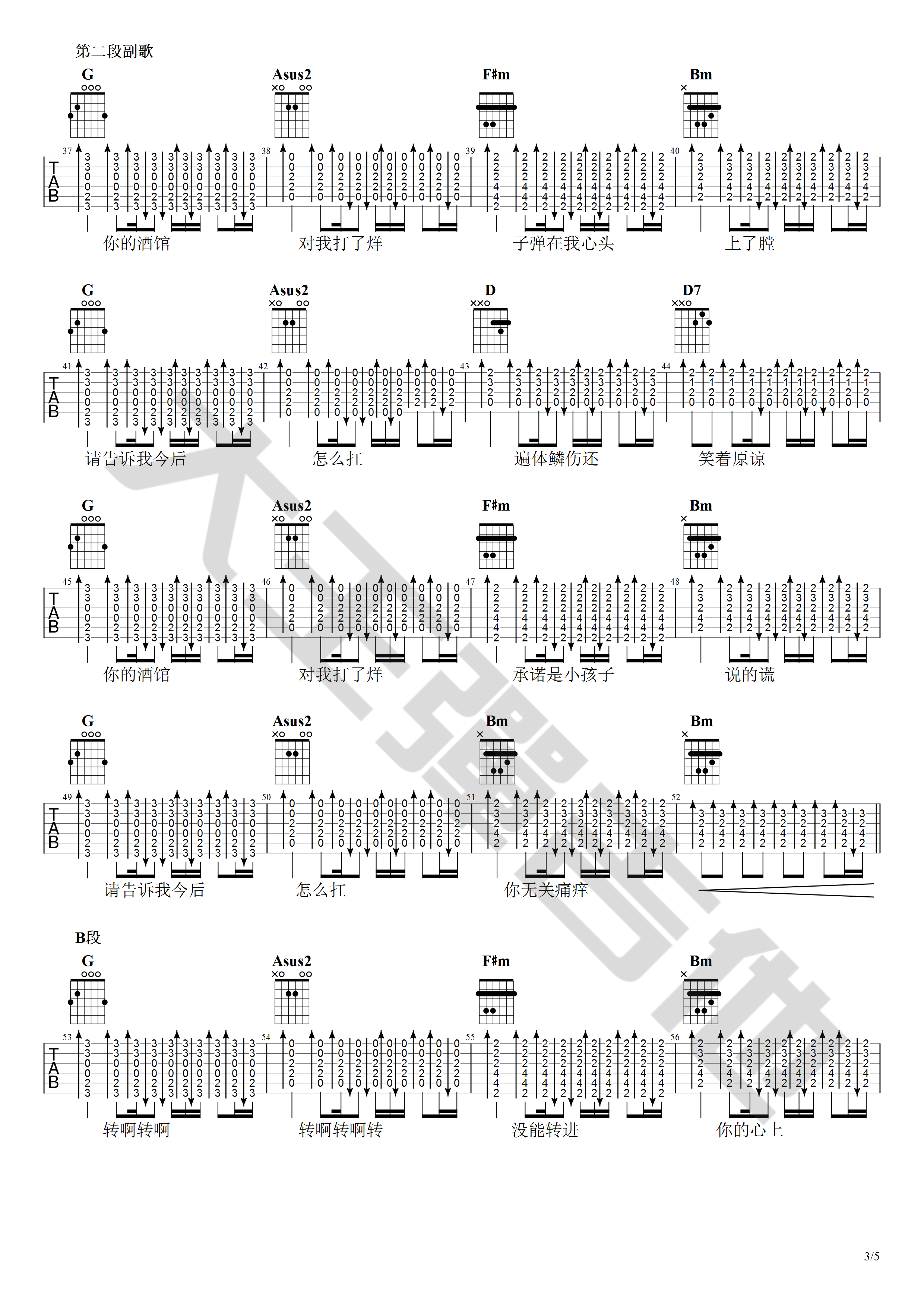 你的酒馆对我打了烊吉他谱-3