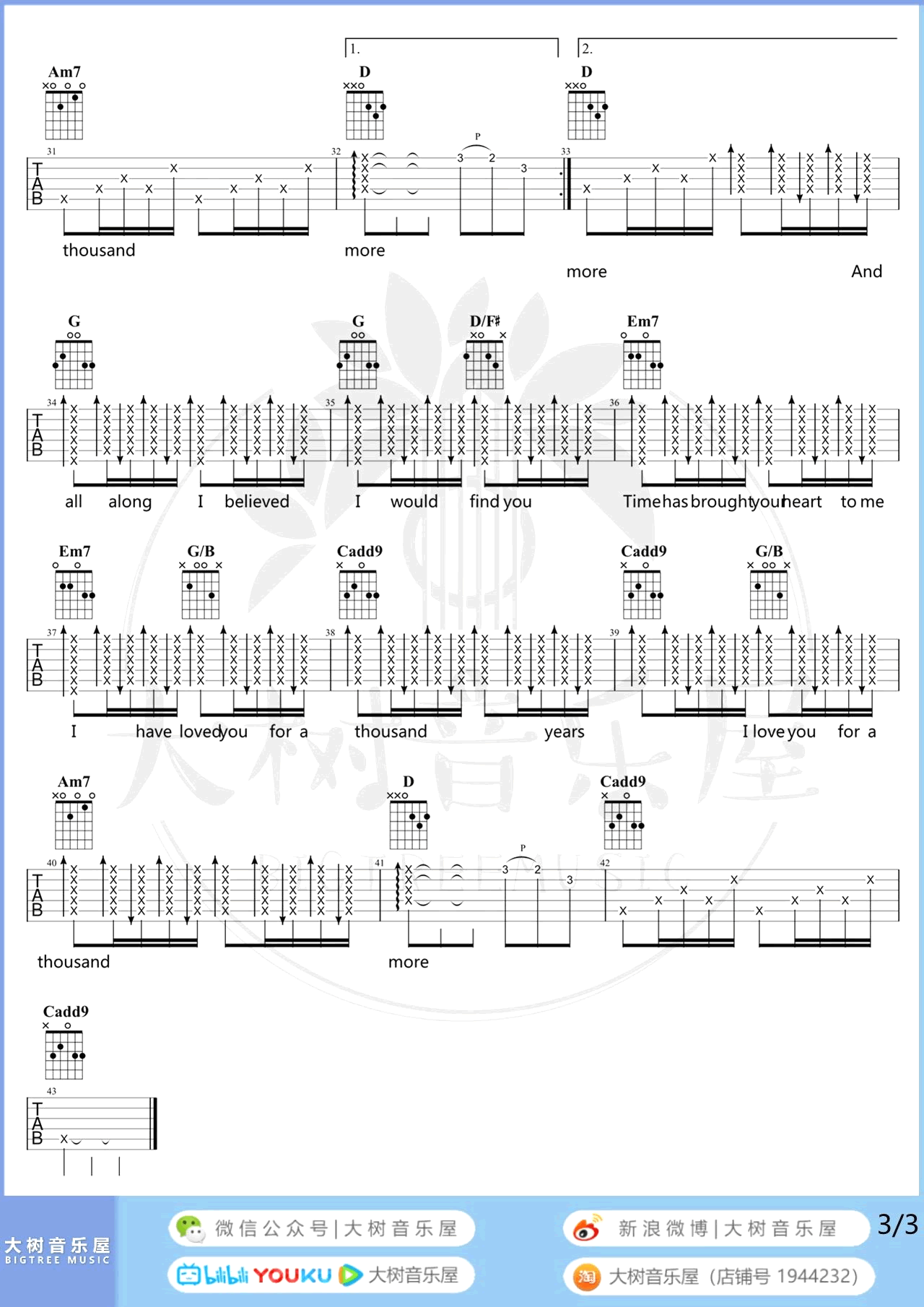 A Thousand Years吉他谱-3