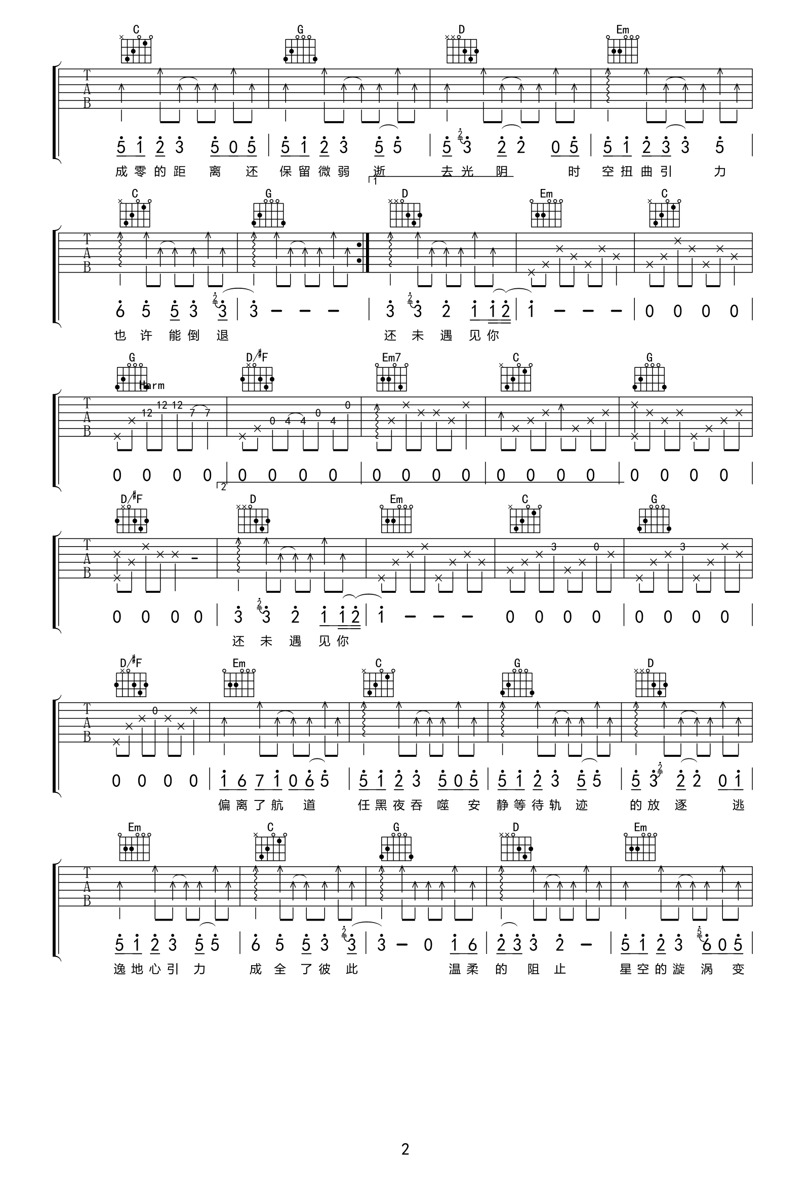 坠落星空吉他谱-2