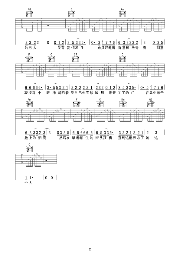 失踪吉他谱-2