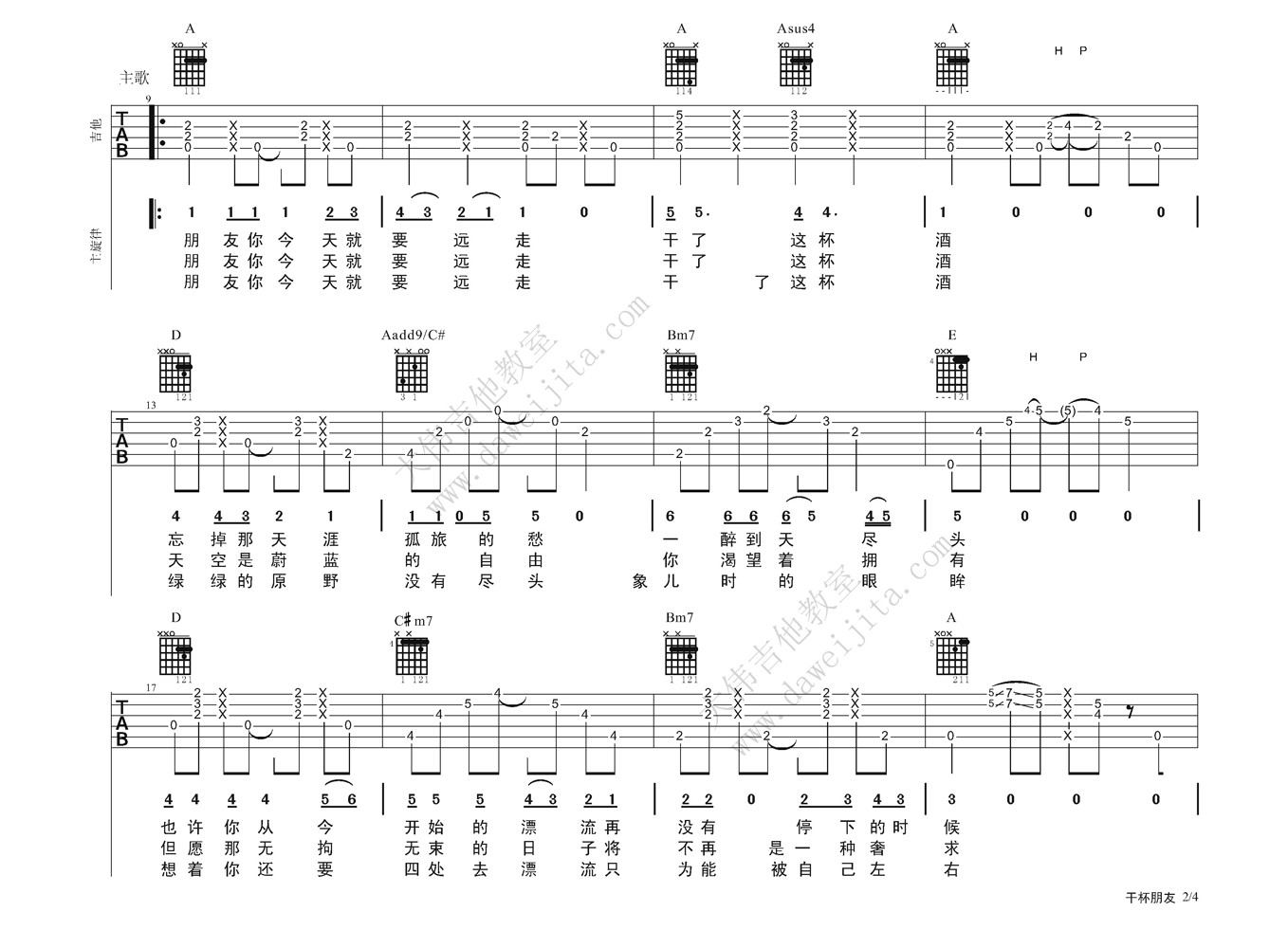 干杯朋友吉他谱-2