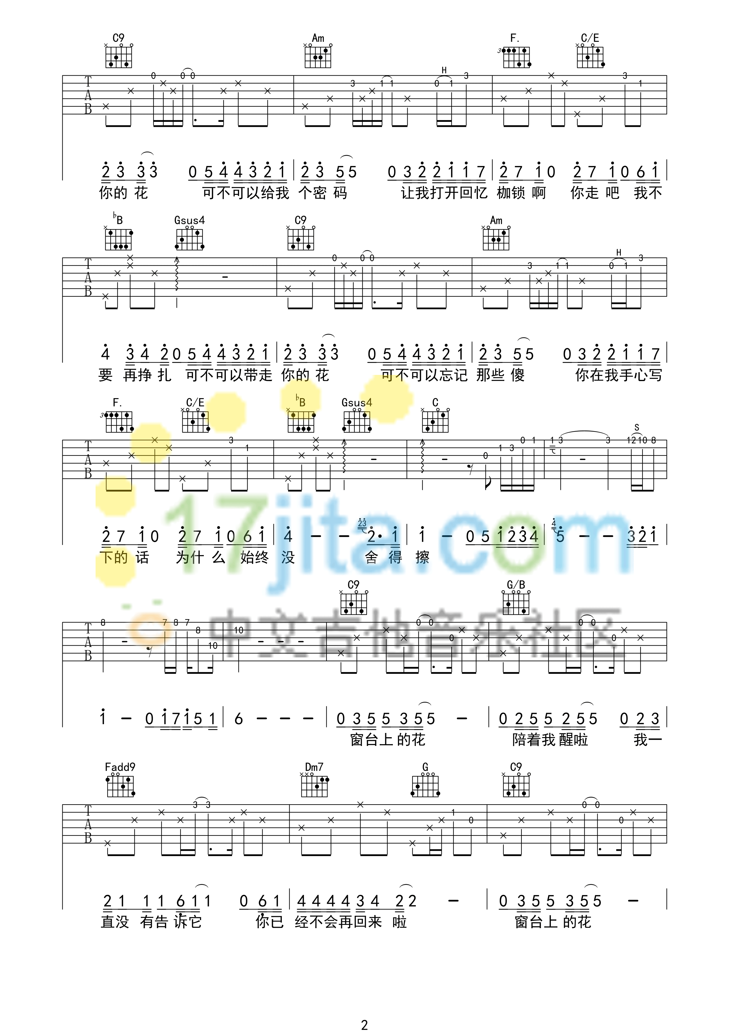 可不可以忘记吉他谱-2