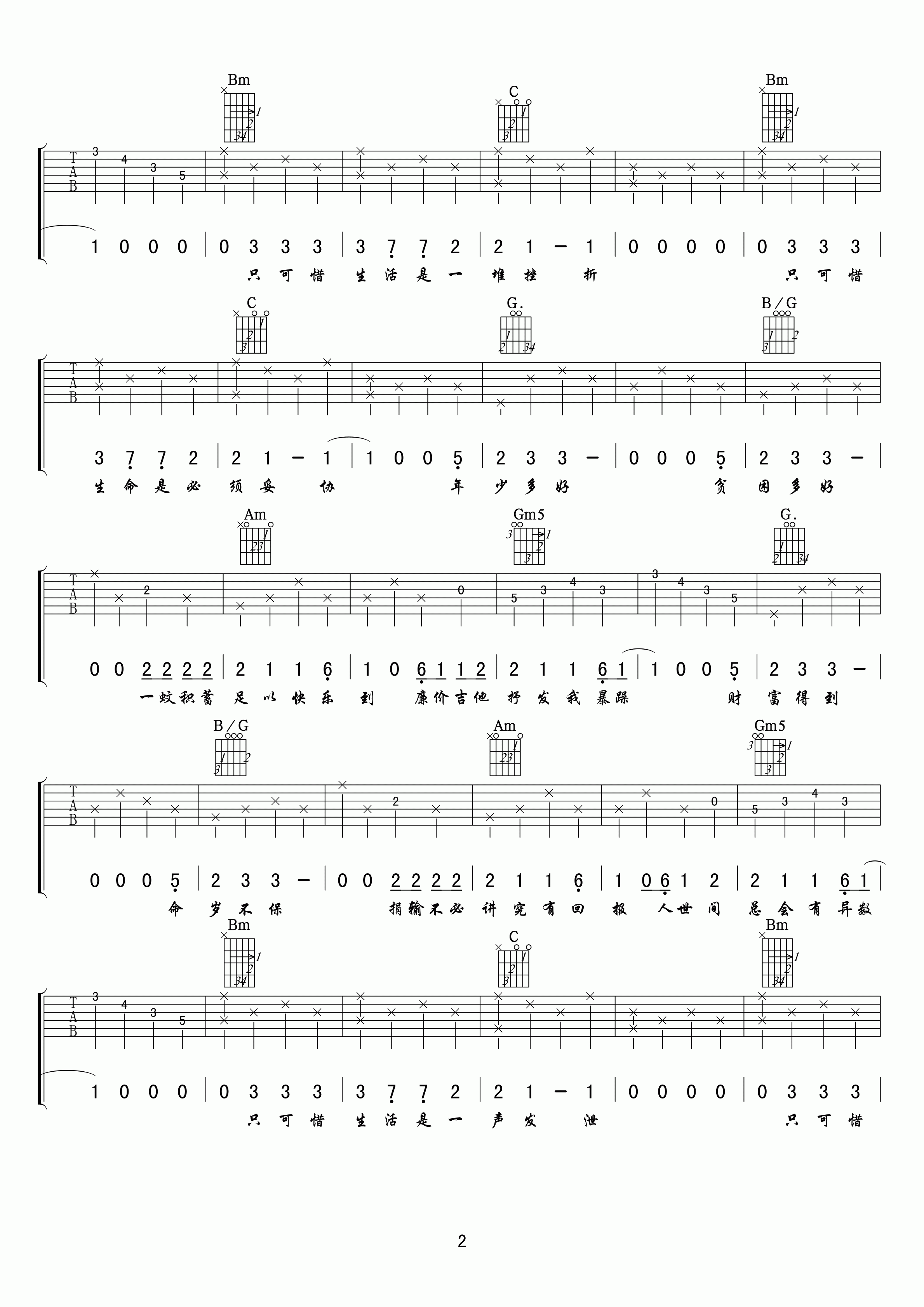 年少无知吉他谱-2