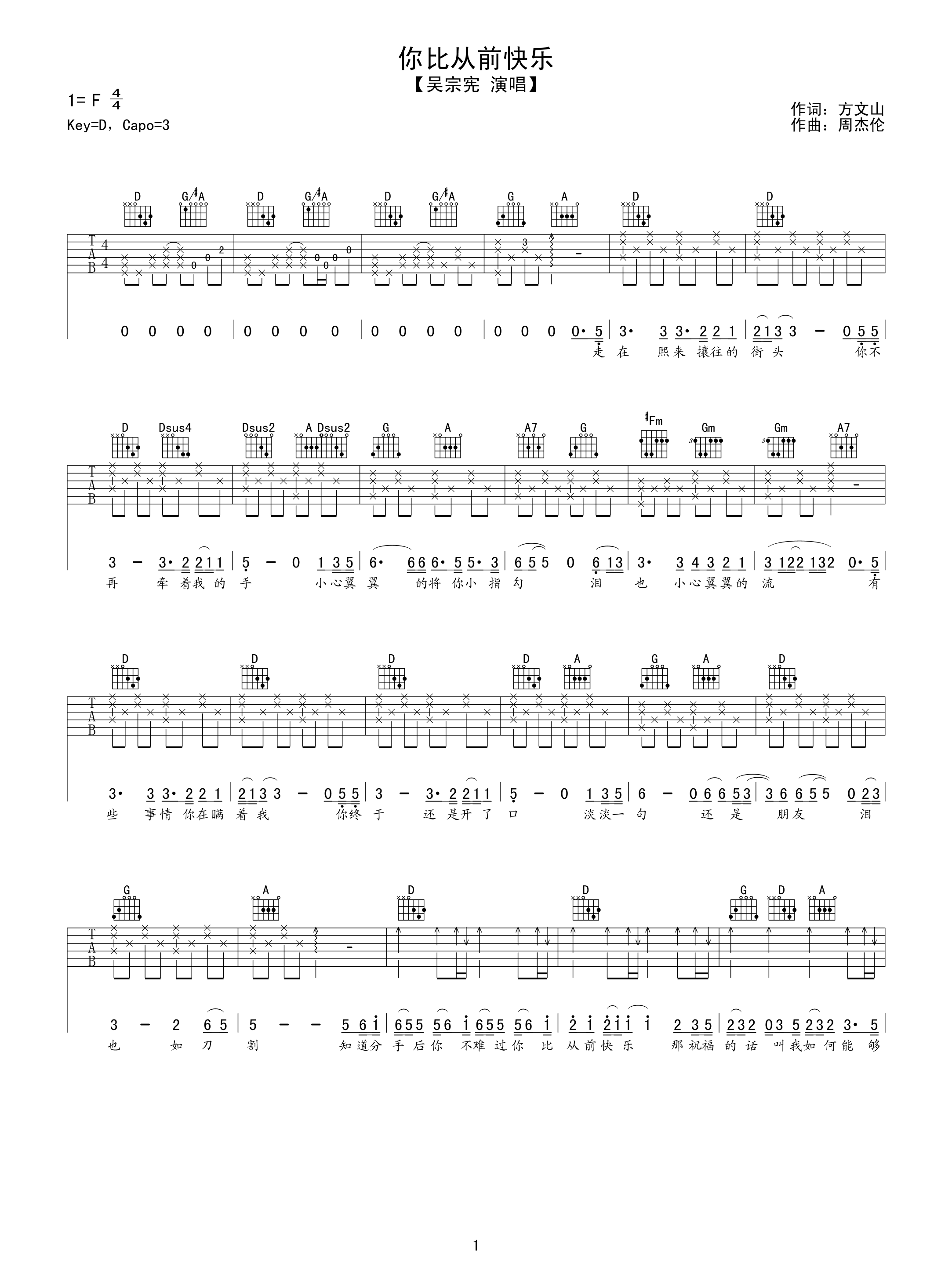 你比从前快乐吉他谱-1