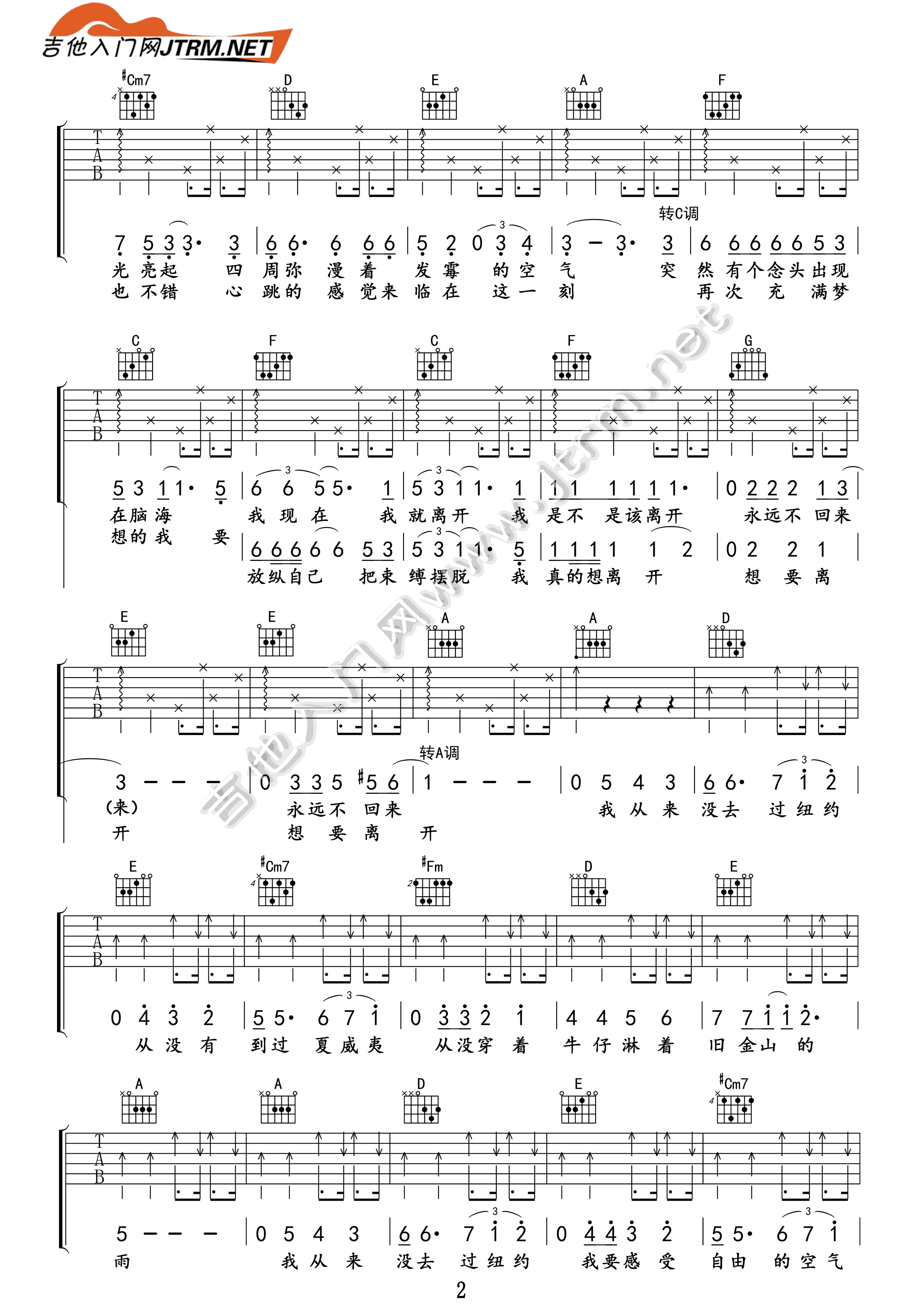 我从来没去过纽约吉他谱-2