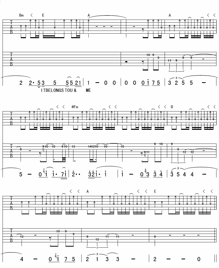 you and me吉他谱-3