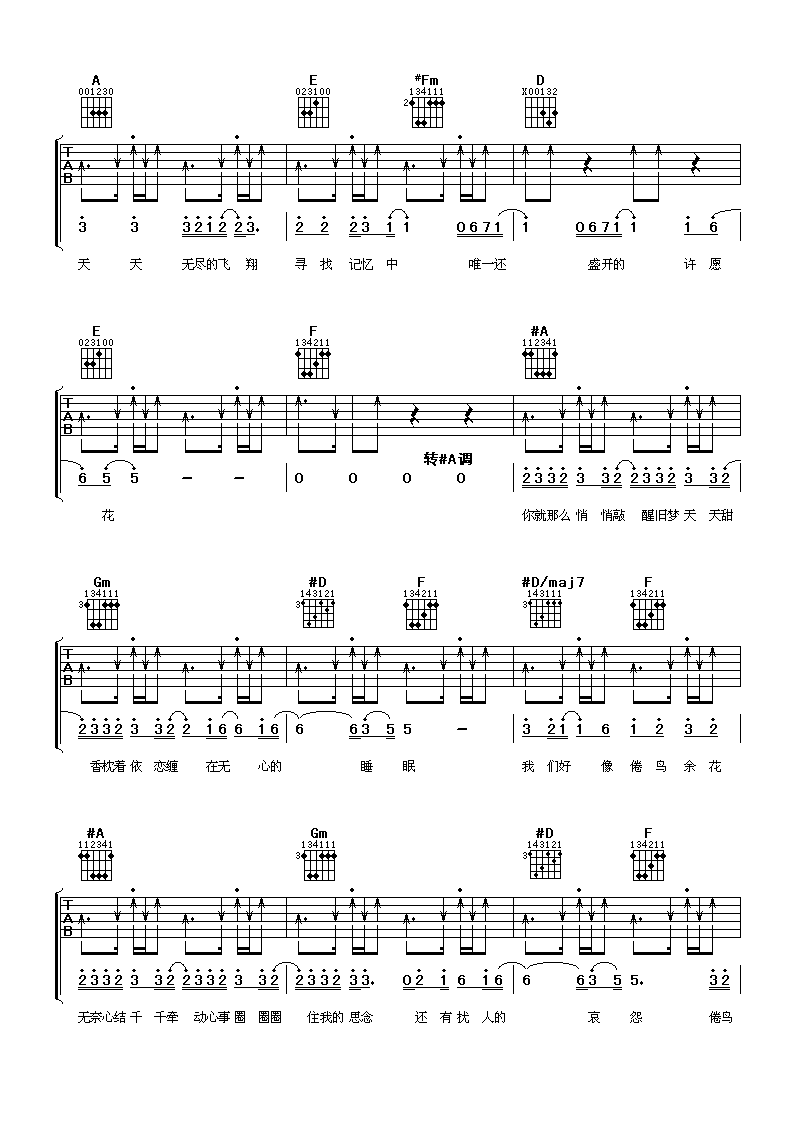 倦鸟余花吉他谱-4