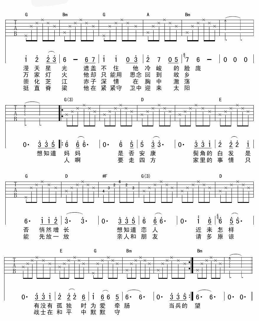 他在那里站岗吉他谱-2