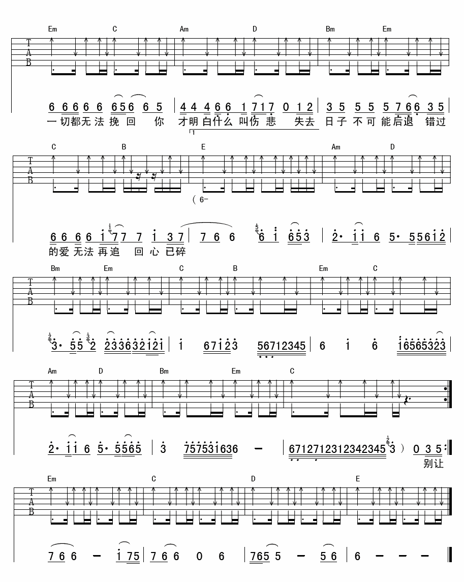 别让一切都无法挽回吉他谱-2