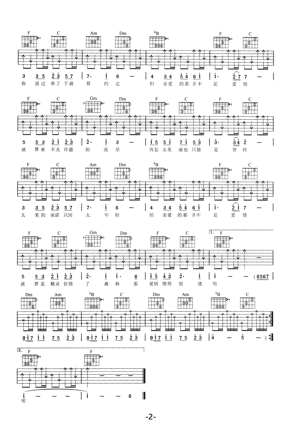 亲爱的，那不是爱情吉他谱-2
