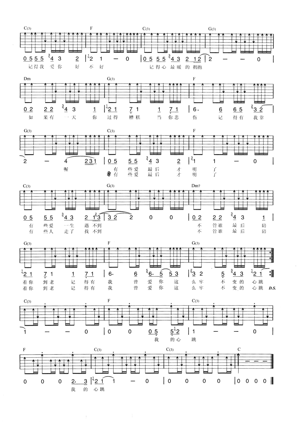 记得我爱你吉他谱-2